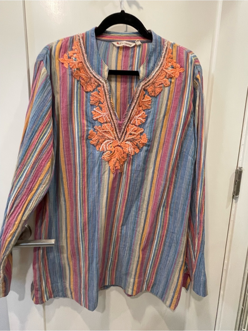 Women’s Soft Surroundings striped gauze tunic top size XL